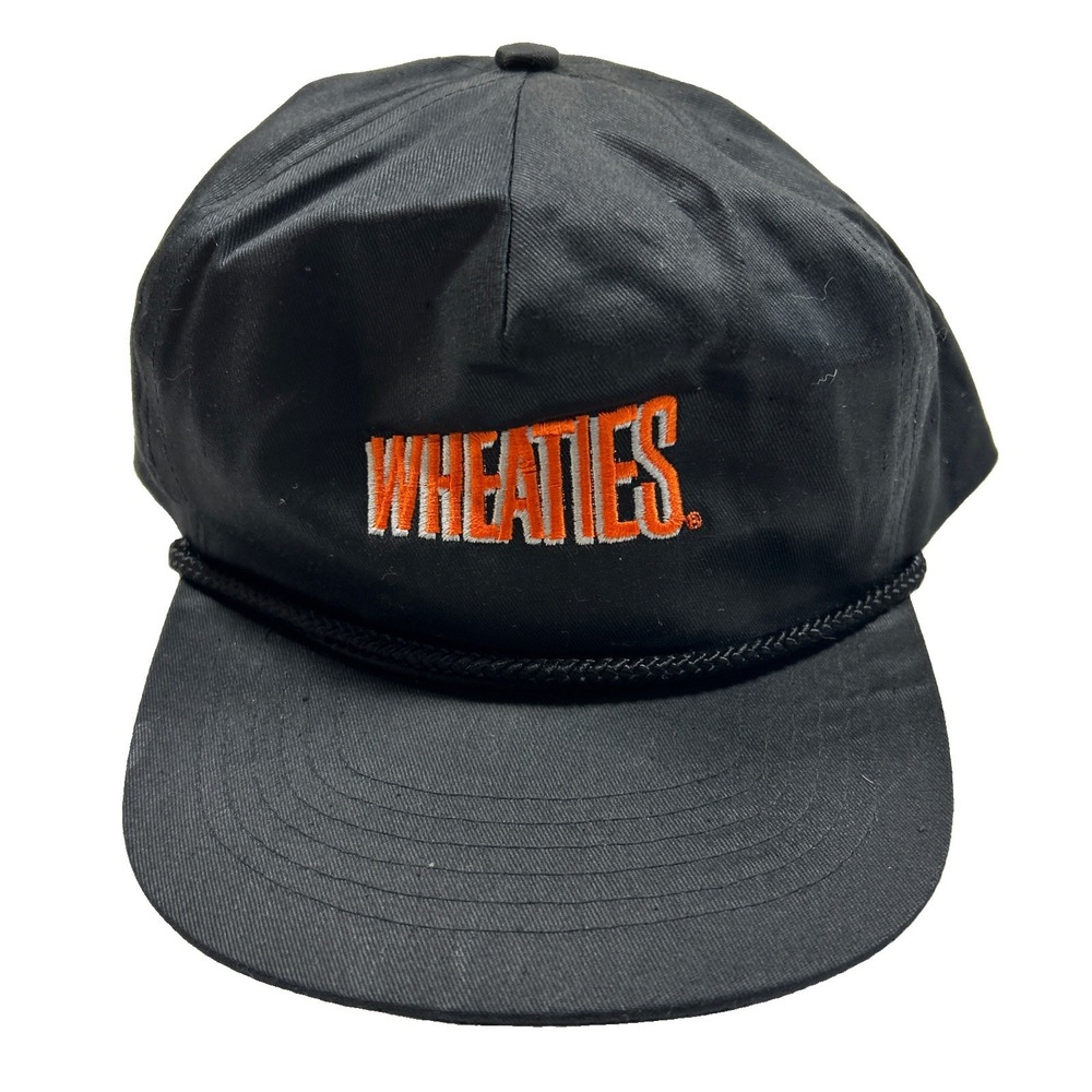 Wheaties Cap Hat Black Snapback Embroidered Canvas Drew Pearson Baseball Cap